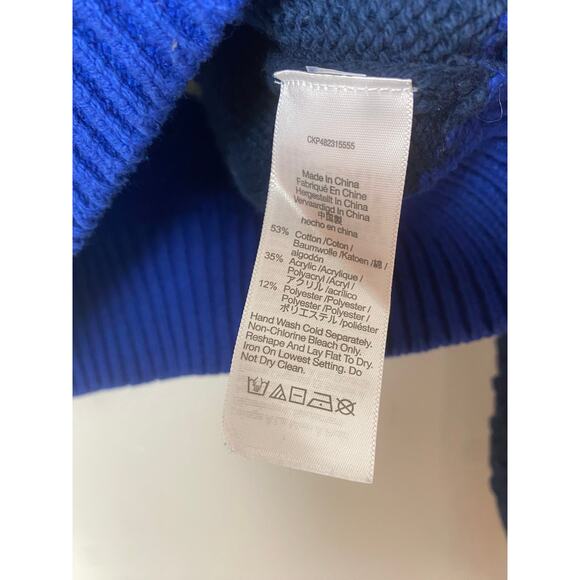 MADEWELL SWEATER KNIT BLUE COTTON NAUTICAL PREPPY WARM WINTER UNIQUE ABSTRACT - Picture 7 of 12